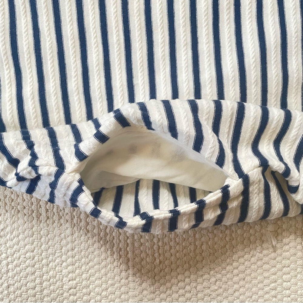 Uniqlo A-Line White Navy Striped Cotton Crew Neck Short Sleeves Shift Dress XS - Picture 3 of 7